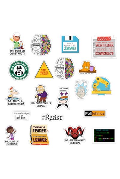 autostickere Set de 20 de stickere pentru studenți, 5 cm x 5 cm, impermeabile...