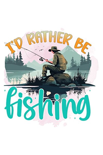 OEM Autocolant „Aș prefera să pescuiesc” - ilustrație pescar, vinil PVC, 15 c...