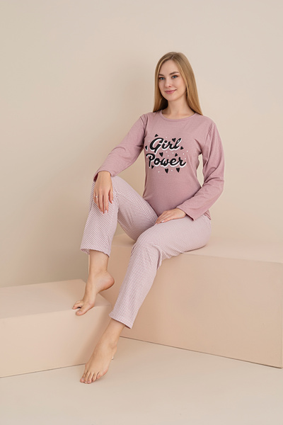 rindahomewear ΓΥΝΑΙΚΕΙΟ ΣΕΤ ΠΙΤΖΑΜΑ ΜΑΚΡΥΜΑΝΙΚΟ ΣΥΜΠΑΤΙΚΟ