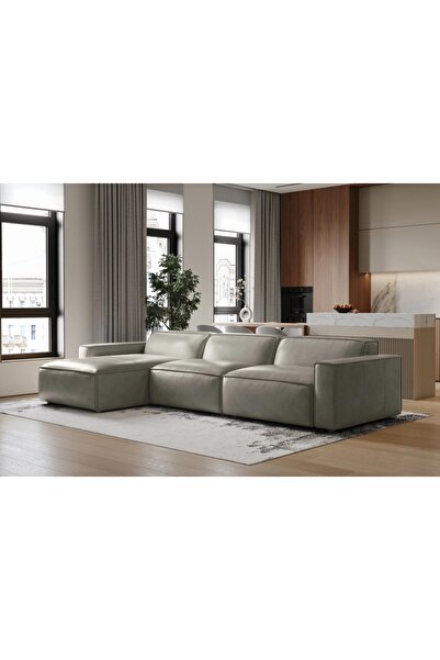 Vivense ORLANDO DERİ KÖŞE KOLTUK, GRİ, SOL KÖŞE