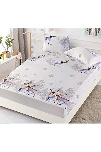 CHIRASO CHIRASO Bed Cover Set, Christmas Theme, FINE, ELASTIC 180x200cm and 2 Pillowcases, Reindeer