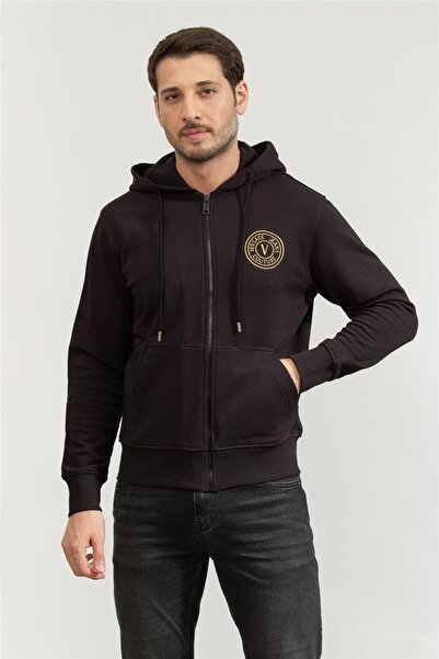 VERSACE JEANS COUTURE Erkek Fermuarlı Sweatshirt Siyah