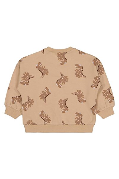 Civil Baby سويت شيرت بنمط دينو منقط للأطفال من عمر 6 إلى 18 شهرًا - بني من عم...