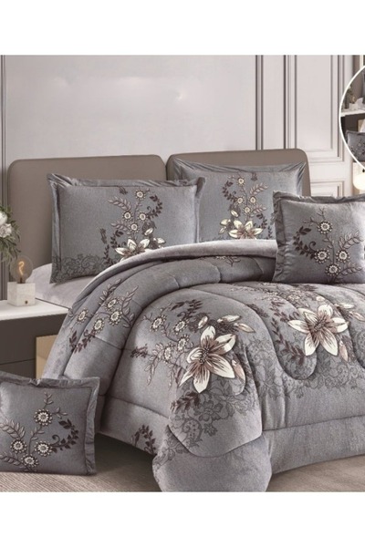 smart home Double-sided winter bedspread (velvet side and fur side) Filled bedspread, 6-piece set, 250x230cm