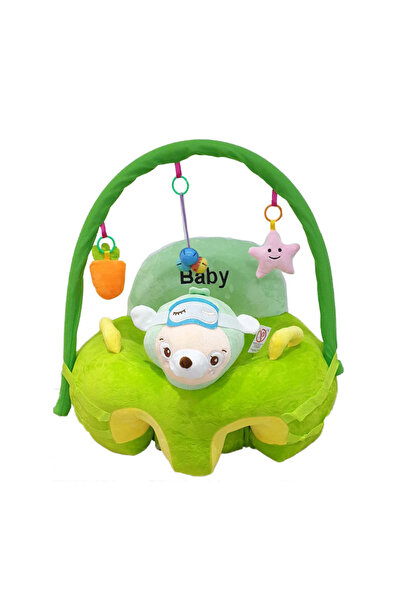 OEM Plush Baby Armchair with Backrest and Arch, Sheep, 53 cm, Green