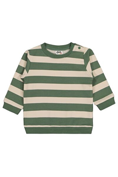 Civil Baby Kalın Çizgi Empirme 6-18 Ay Sweatshirt - Haki 12-18 Ay