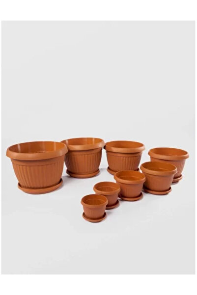 sterk Ghiveci Bella cu Tava, STERK, 22 x 17 cm, Plast Maro