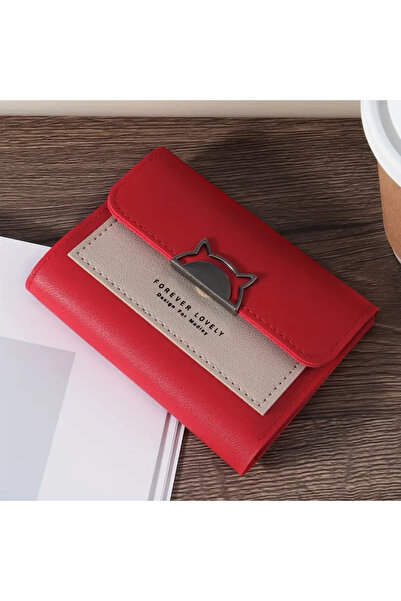 TATA CRAFT Metal Kedi Toka Aksesuarlı Kart Yuvalı Cüzdan Kadın Kartlık Cüzdan...