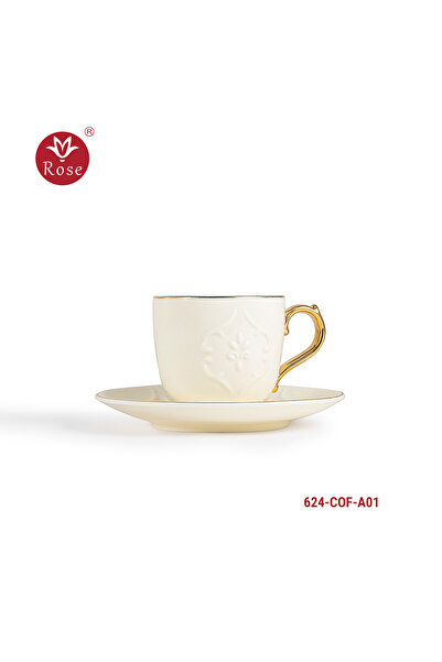 Rose Turkish coffee serving set with a distinctive classic pattern, Rose 624