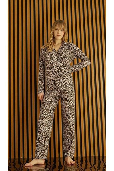 Pijamoni 5660 Suede Button-Down Shirt Pajama Set