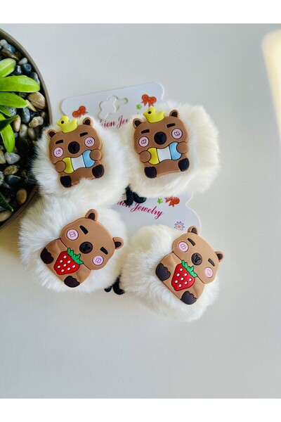 NEHİRDEN 2 Pack Furry Plush Capybara Rubber Buckle 1 Pair