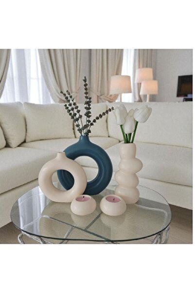 The Motellas Set de suporturi pentru lumânări vază decorativă modernă Platinum Design Dimensiune mare | Decor pentru salon, birou, casă