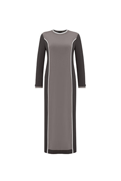 MISS DALIDA Renk Bloklu Triko Antrasit Elbise