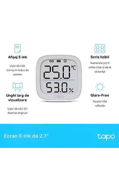 TP-LINK Tapo T315 Smart Thermometer and Hygrometer, Requires Tapo Hub, E-ink Display