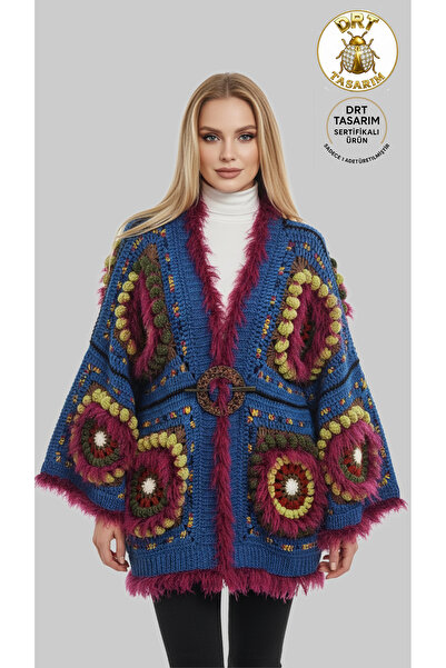 drt tasarım Özel Tasarım Mandala Motif Hırka Kürk Detaylı