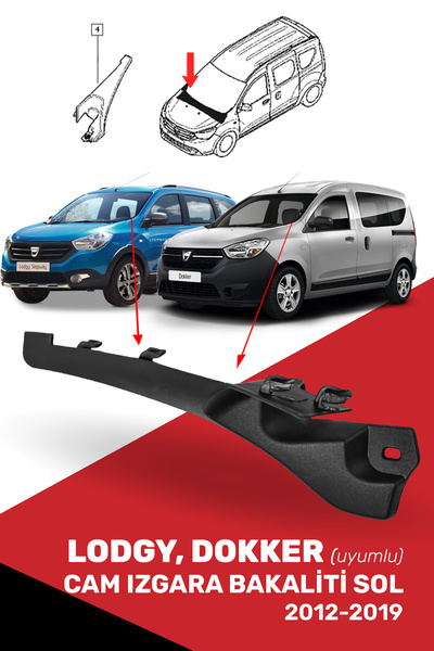 CND Dacia Lodgy Dokker Uyumlu Cam Izgara Bakaliti Sol (2013-2020), 668224513R