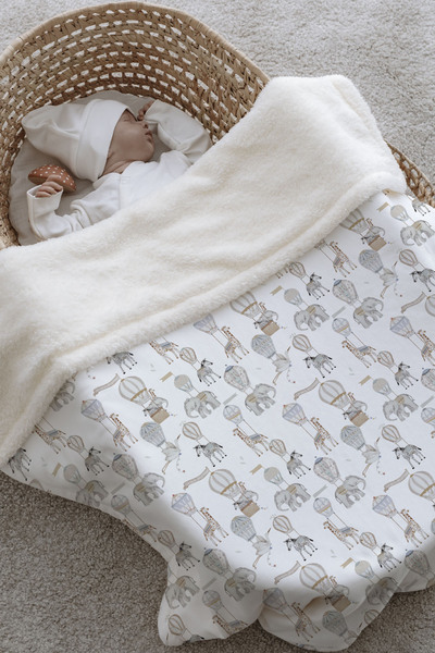 Tuğba Kuğu Plush Double Face Blanket - Pureline Series - Dreamland Safari