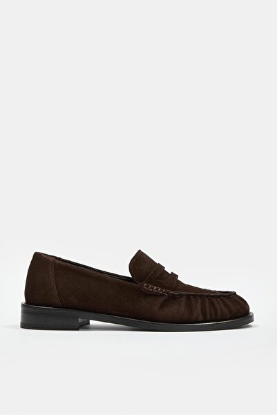 NILUFARR Elwira Bitter Brown Suede Genuine Leather Women's Loafer