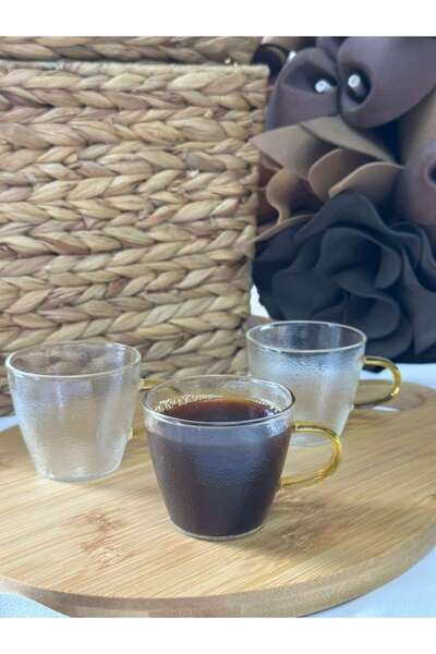 MD MİMOZA DEKOR Tea / Coffee / Espresso Glass Cup Set of 6 110 ml