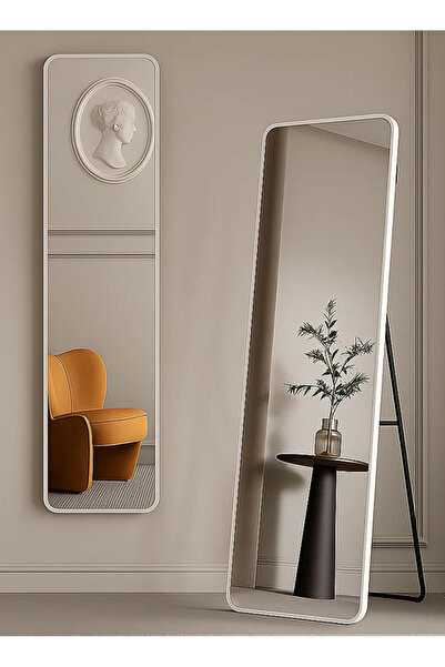 Taimi Elegant Design Mirror 120x30cm-full Length Mirror With White Metal Frame And Back Stand