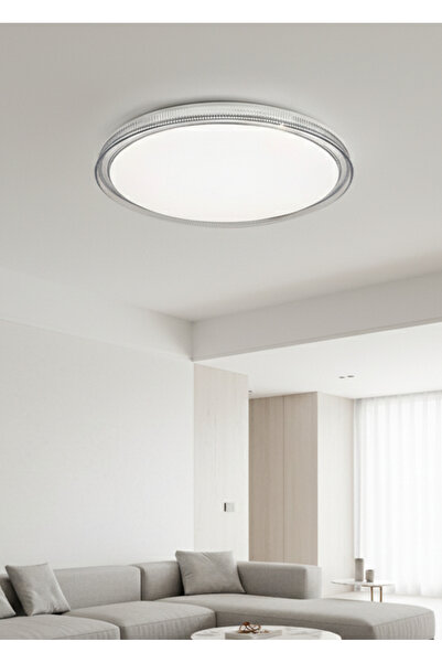 AILEEN Modern Kristal Desenli LED Tavan Avizesi 50 cm –3 Renk Işıklı, Yuvarlak Model 50 CM