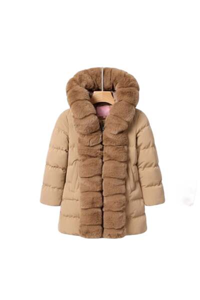 KidsMagazin Jachetă maro cu blană pentru fete