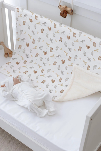 Tuğba Kuğu Plush Double Face Blanket - Pureline Series - Cute Animals