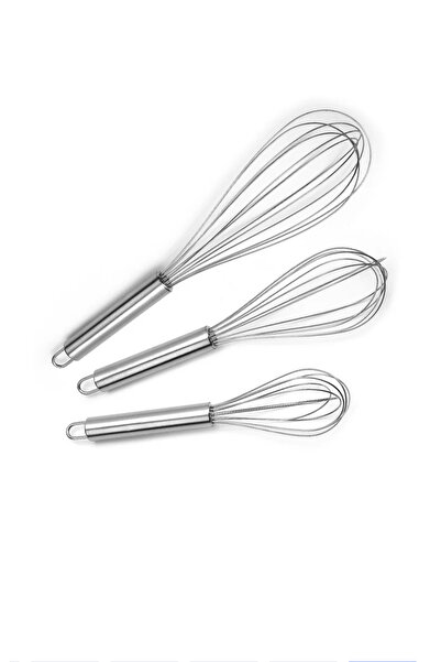 ABAREEK 3-Piece Stainless Steel Egg Whisk Silver