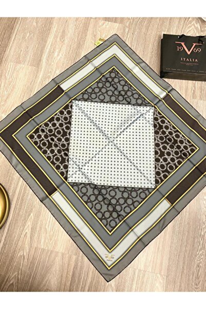 19V69 ITALIA Siyah Yeşil Twill Eşarp Gold Seri 90x90 Cm Eşarp