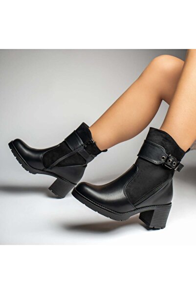 Modlet.ro Women's black thick-heel ankle boots MOD14092