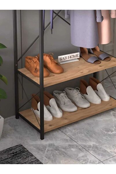 WOODENSA Çok Amaçlı Portmanto Askılık Ayakkabılık Vestiyer Kıyafet Askılığı Atlantik Çam