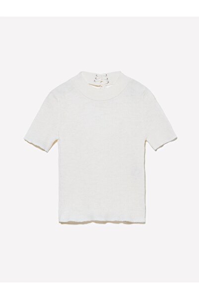 Sisley Pulover cu mânecă scurtă slim fit pentru femei, amestec de in, 325P105GM106G-SIS074