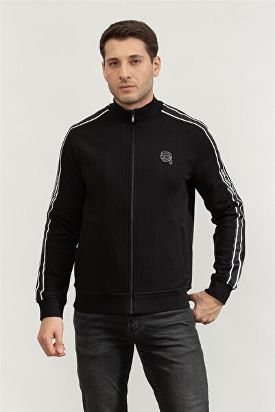 Karl Lagerfeld Erkek Fermuarlı Sweatshirt Siyah
