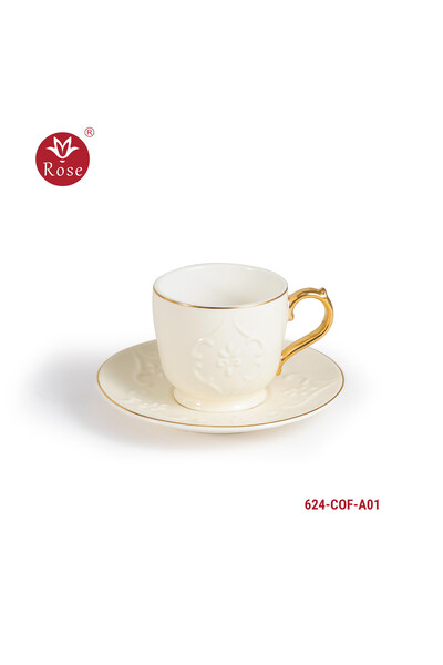 Rose Turkish coffee serving set with a distinctive classic pattern, Rose 624