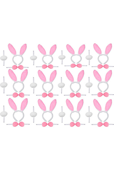 Skygo Pink Rabbit Costume Set – Crown Pompom Tail 12 Pack