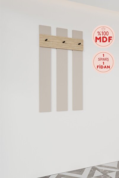 BALNEOM Evora Modül 2 Modern Portmanto Askılı Vestiyer Vizon - Lefkas