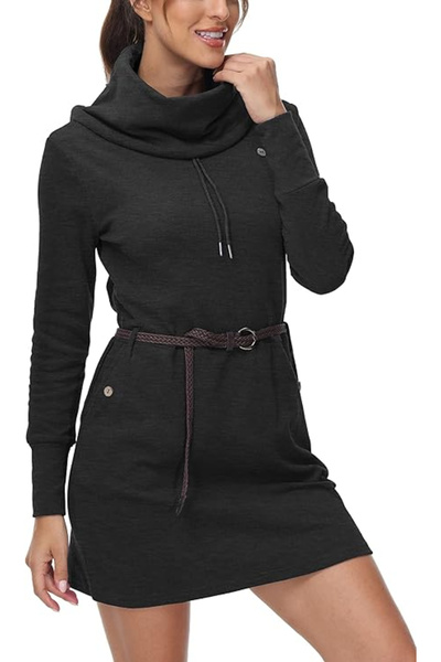 OEM Women's above-the-knee sports dress, long sleeves, dark gray M