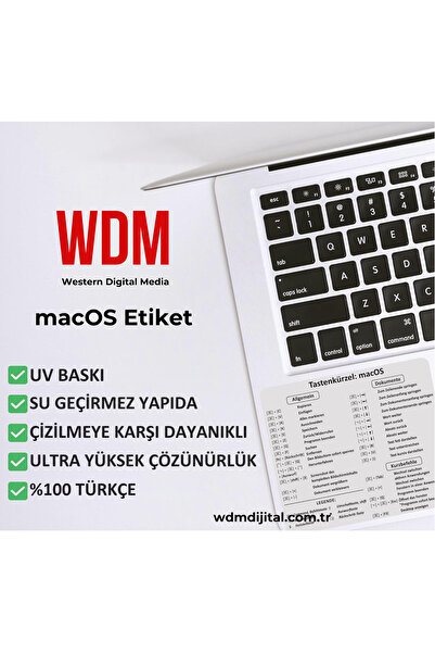 Zecir MacBook Türkçe Klavye Kısayol Çıkartması – Şeffaf UV Baskılı Yüksek Kalite Sticker Seti
