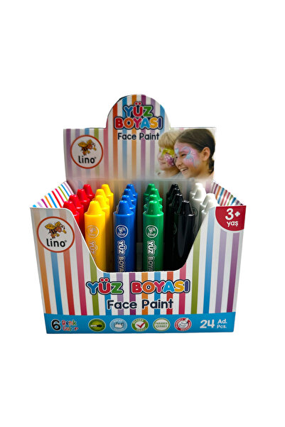 Lino طلاء وجه بـ 6 ألوان، عبوة من 24 قطعة (قابل للغسل)
