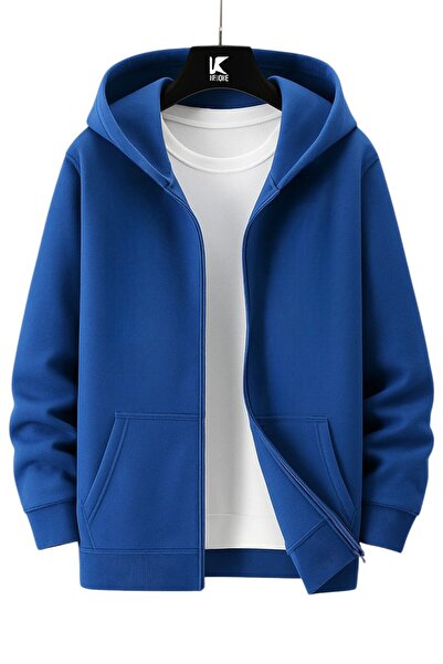 Karatopak Kapüşonlu Unisex Fermuarlı Sweatshirt / Hırka