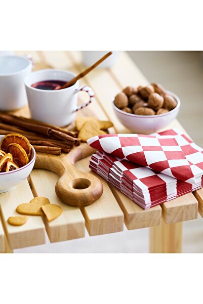 IKEA VINTERFINT Paper napkin, check pattern white/red, 33 x 33 cm