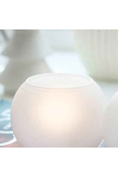 IKEA VINTERFINT Tealight holder, frosted glass white, 7 cm