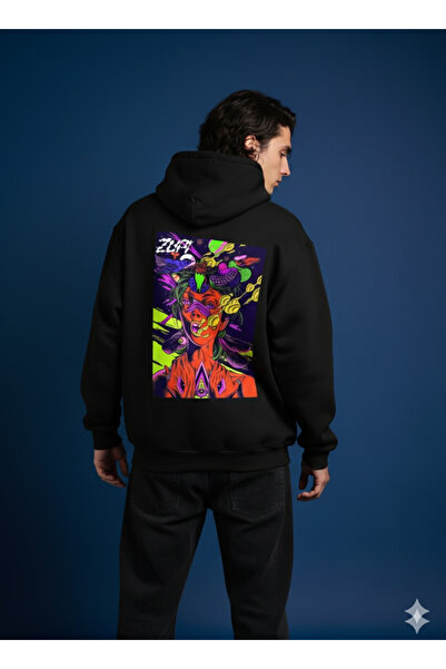 By Caspita Fashion هوديي لينيثرا سايكديليك مطبوع للجنسين قصة فضفاضة باللون ال...