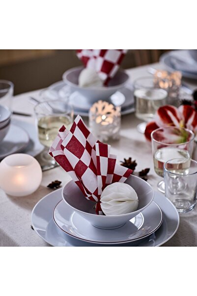 IKEA VINTERFINT Paper napkin, check pattern white/red, 33 x 33 cm