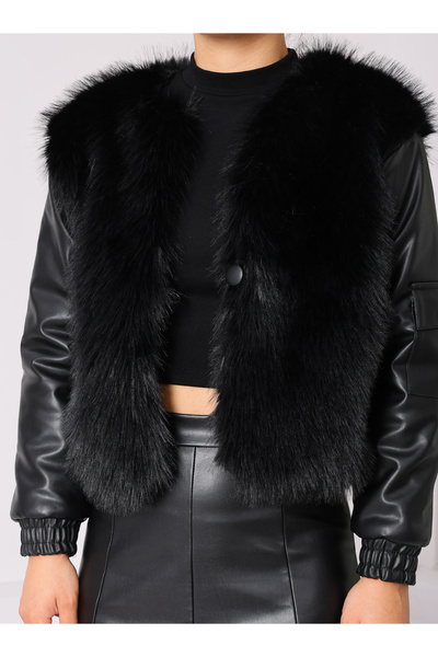 Vegove Kolu Cep Detaylı Deri&Kürk