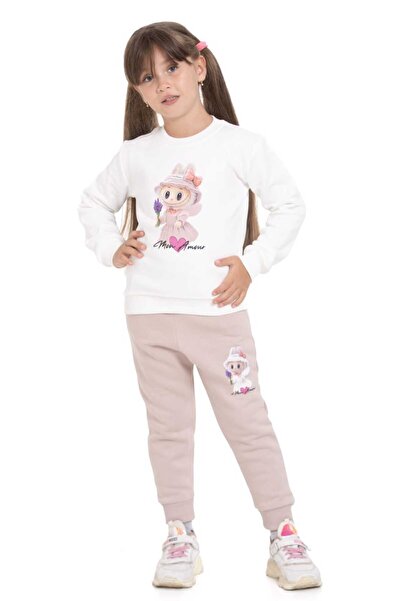 Toçka Winter Thick 3-Yarn Fabric Crew Neck Soft Fleece Inside Ba Printed Tracksuit Set
