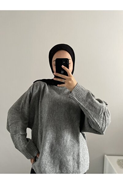 MODA supradimensionat Pulover tricotat cu mânecă liliac