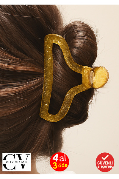 cityvision Silvery Oval Model Mustard Color 11 cm Women's Hairpin - Stylish a...