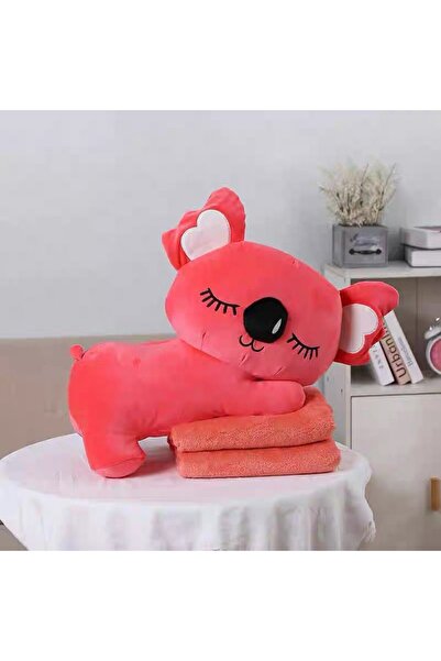 Tescomak Children's blanket and pillow set, Koala bear plush toy, extra soft red