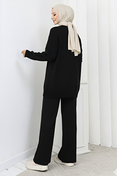 benguen Zigzag Beaded Suit H25307 Black